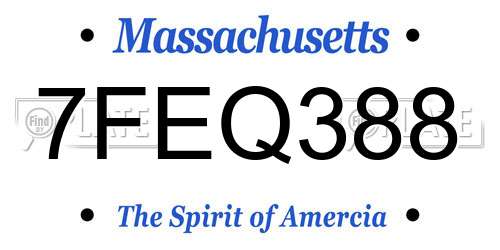 7FEQ388 Massachusetts License Plate