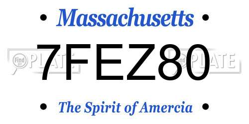 7FEZ80 Massachusetts License Plate
