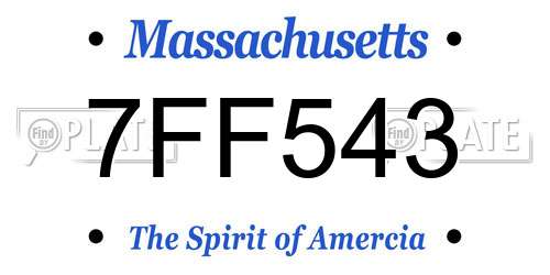 7FF543 Massachusetts License Plate