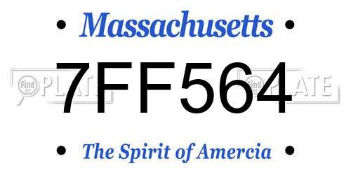 7FF564 Massachusetts License Plate