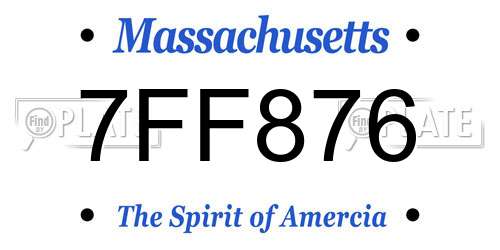 7FF876 Massachusetts License Plate