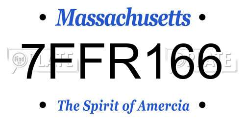 7FFR166 Massachusetts License Plate