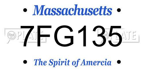 7FG135 Massachusetts License Plate