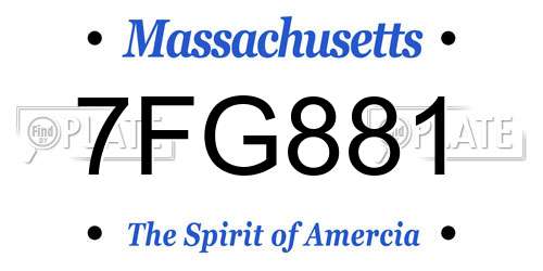 7FG881 Massachusetts License Plate