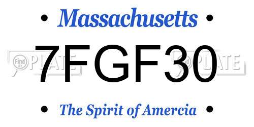 7FGF30 Massachusetts License Plate