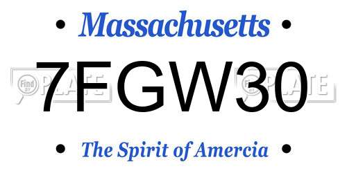 7FGW30 Massachusetts License Plate
