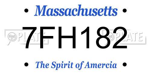 7FH182 Massachusetts License Plate
