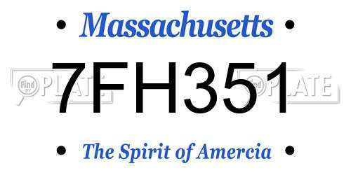 7FH351 Massachusetts License Plate