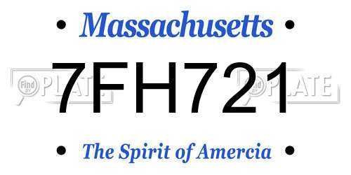 7FH721 Massachusetts License Plate