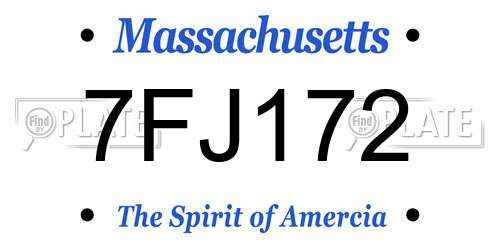 7FJ172 Massachusetts License Plate