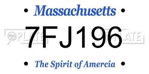 7FJ196 Massachusetts License Plate