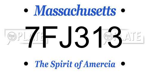 7FJ313 Massachusetts License Plate