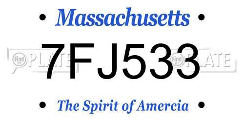7FJ533 Massachusetts License Plate