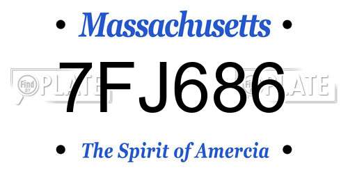 7FJ686 Massachusetts License Plate