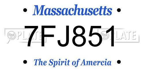 7FJ851 Massachusetts License Plate
