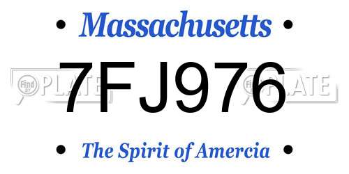 7FJ976 Massachusetts License Plate
