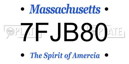 7FJB80 Massachusetts License Plate