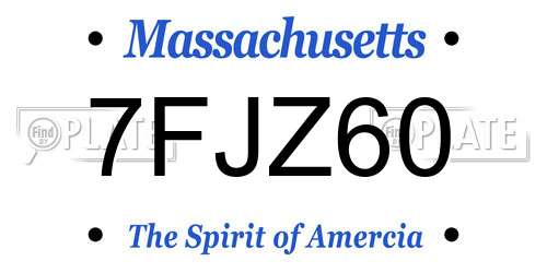 7FJZ60 Massachusetts License Plate