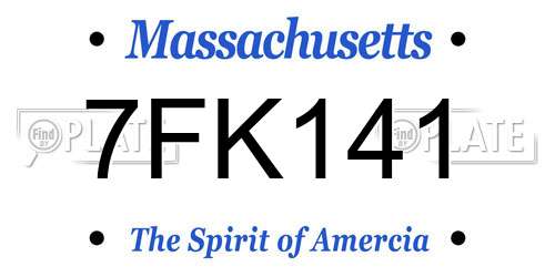 7FK141 Massachusetts License Plate