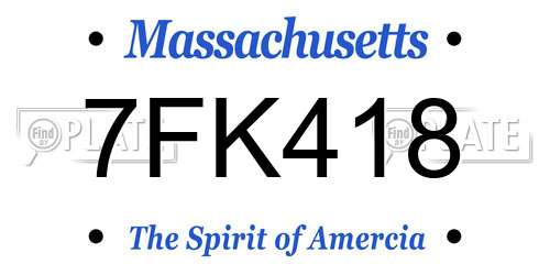 7FK418 Massachusetts License Plate