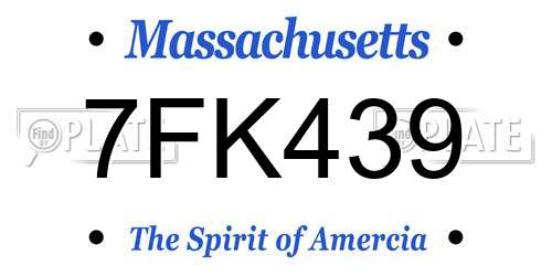 7FK439 Massachusetts License Plate