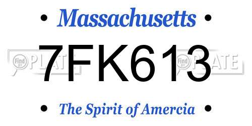 7FK613 Massachusetts License Plate