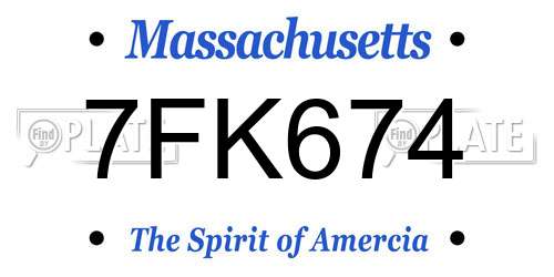7FK674 Massachusetts License Plate
