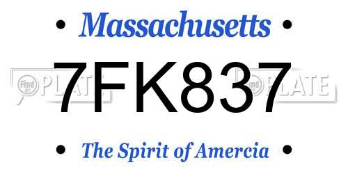 7FK837 Massachusetts License Plate