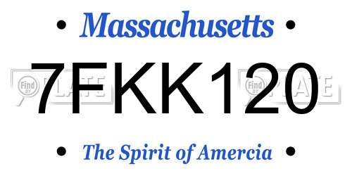 7FKK120 Massachusetts License Plate