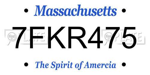 7FKR475 Massachusetts License Plate