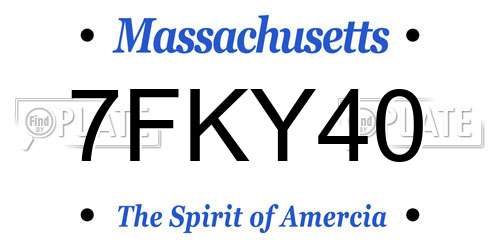 7FKY40 Massachusetts License Plate