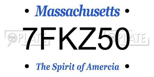 7FKZ50 Massachusetts License Plate