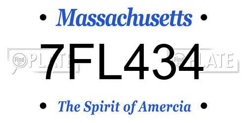 7FL434 Massachusetts License Plate