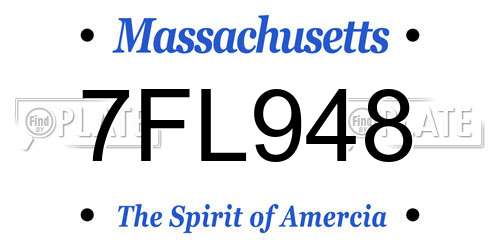 7FL948 Massachusetts License Plate
