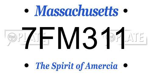 7FM311 Massachusetts License Plate