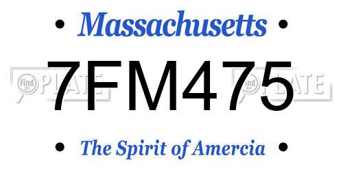 7FM475 Massachusetts License Plate
