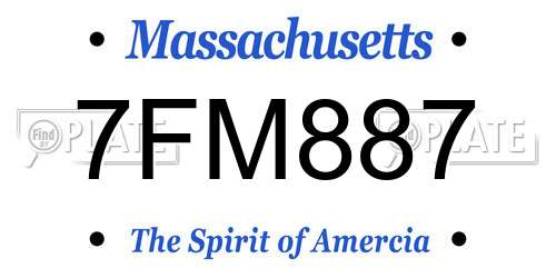 7FM887 Massachusetts License Plate