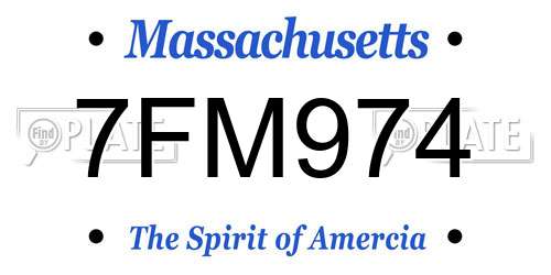 7FM974 Massachusetts License Plate