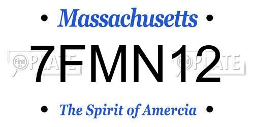 7FMN12 Massachusetts License Plate