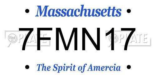 7FMN17 Massachusetts License Plate