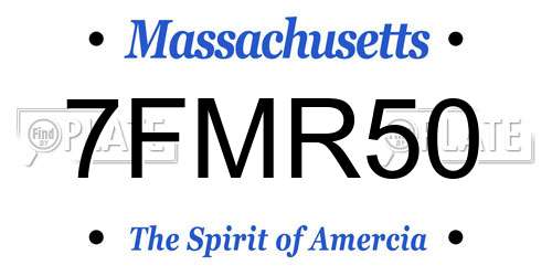 7FMR50 Massachusetts License Plate
