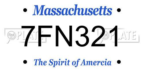 7FN321 Massachusetts License Plate