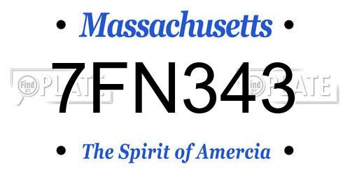 7FN343 Massachusetts License Plate