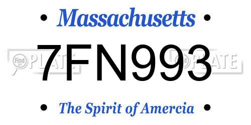 7FN993 Massachusetts License Plate