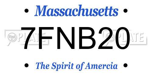 7FNB20 Massachusetts License Plate