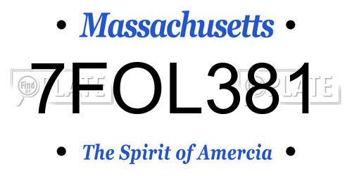 7FOL381 Massachusetts License Plate