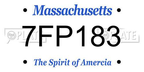 7FP183 Massachusetts License Plate