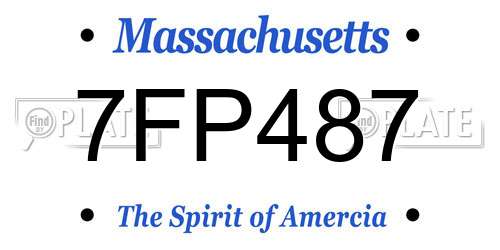 7FP487 Massachusetts License Plate