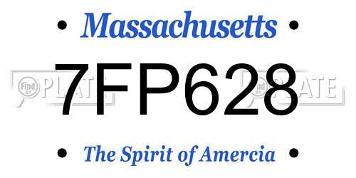 7FP628 Massachusetts License Plate