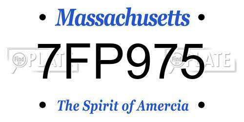 7FP975 Massachusetts License Plate